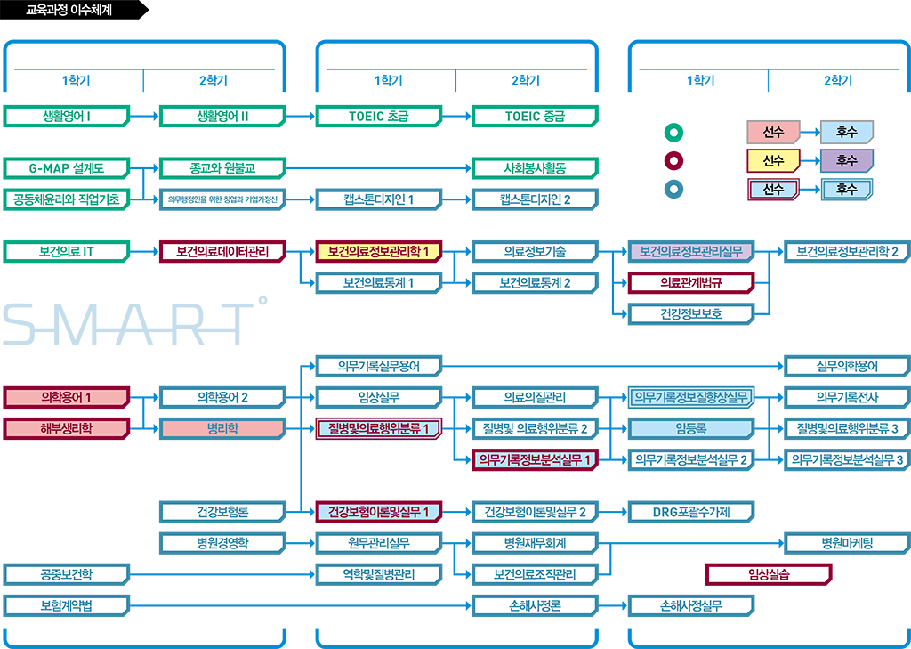 원광보건대학교 의무행정과 교육과정이수체계도